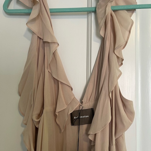 Reformation Champagne Dress- Sz Large/ 10 - Picture 5 of 5